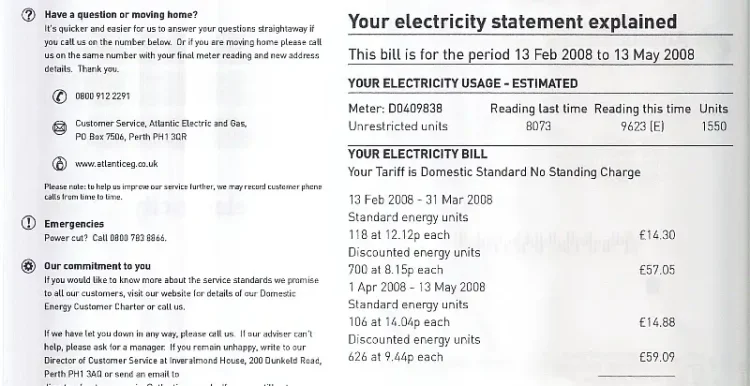 Electricity bill Explained. Photo by Kai Hendry.