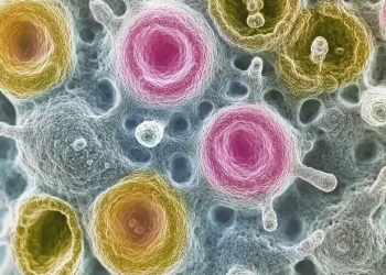 Norovirus under a microscope. Photo by Tim Reckman.