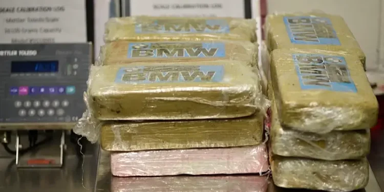 Packages containing 37 pounds of cocaine seized by CBP officers at Laredo Port of Entry.. Photo by CBP.