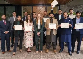 Reception with scholars and their certificates. Photo by British High Commission Islamabad.