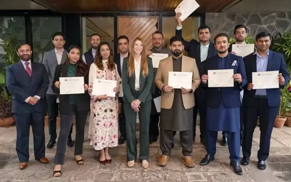 Reception with scholars and their certificates. Photo by British High Commission Islamabad.