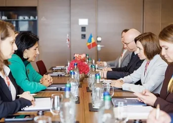 Salome Zurabishvili met with. Maia Sandu at the 2024 Ukraine peace summit. Photo by President of Georgia.