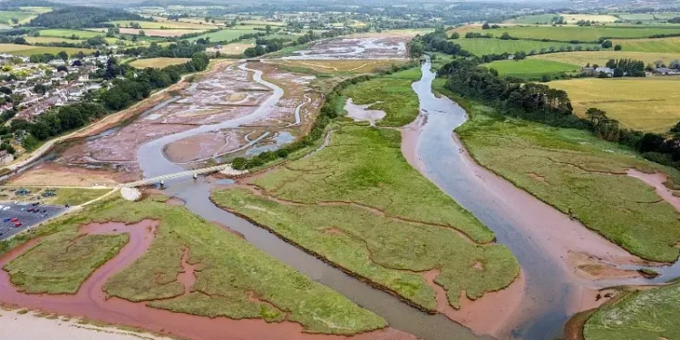 Saltmarsh restoration, aerial view. Photo by the Environment Agency.