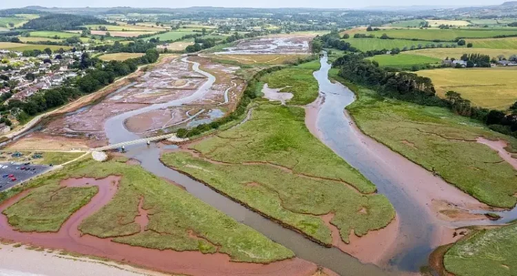 Saltmarsh restoration, aerial view. Photo by the Environment Agency.