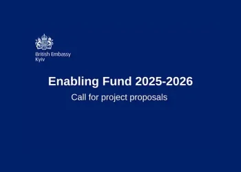 The British Embassy Kyiv - call for project proposals under Enabling Fund 2025-2026. Artwork by the British Embassy Kyiv.
