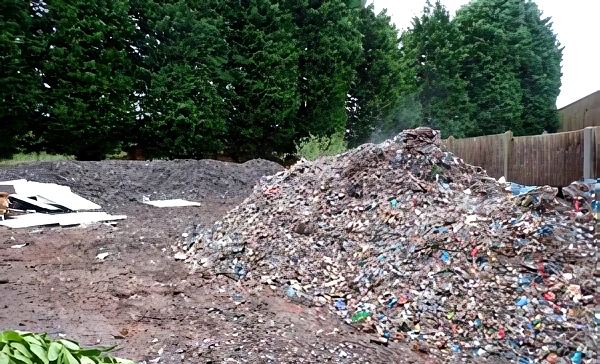 A pile of waste at the site in Staffordshire. Photo by the Environment Agency.