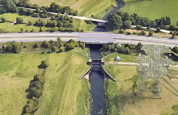 An image of the gate at Canklow Regulator taken from above. Photo by the Environment Agency.