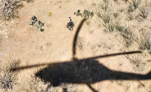 CBP Air and Marine Operations and U.S. Border Patrol work together to evacuate an injured agent from a remote area of Arizona. Photo by CBP.
