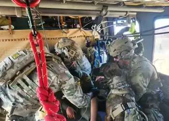 CBP Air and Marine Operations and U.S. Border Patrol work together to evacuate an injured agent from a remote area. Photo by CBP.