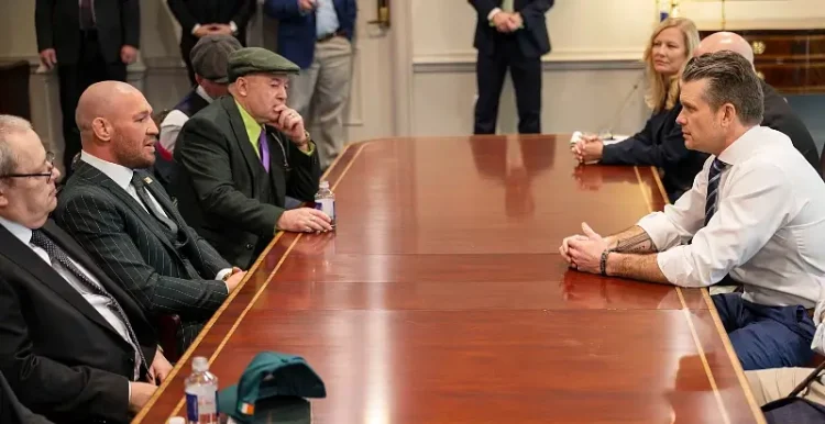 Defense Secretary Pete Hegseth hosts Irish MMA fighter Conor McGregor at the Pentagon, March 17, 2025. Photo by NPO A. Kubitza.