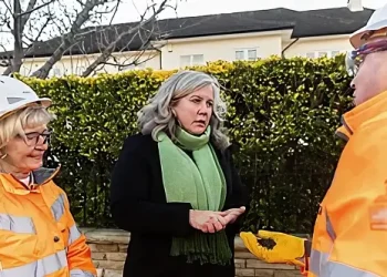 Heidi Alexander discussing potholes. Photo by the Department of Transport.