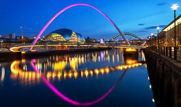 Newcastle city center at night. Photo by Department for Culture, Media and Sport.