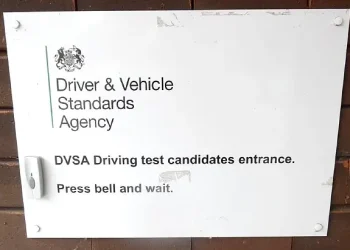 Notice at Entrance to Driving Test Centre, Hemel Hempstead. Photo by David Hillas.