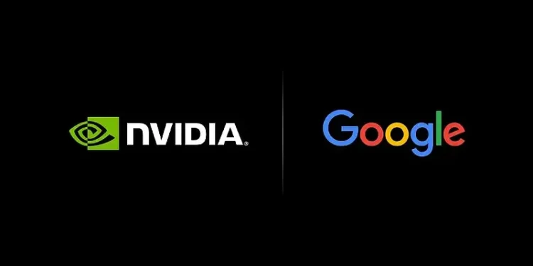 Nvidia and Alphabet Google logos. Artwork by Nvidia.
