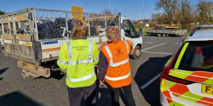 Some vehicles were found to be carrying waste unlawfully. Photo by Environment Agency.