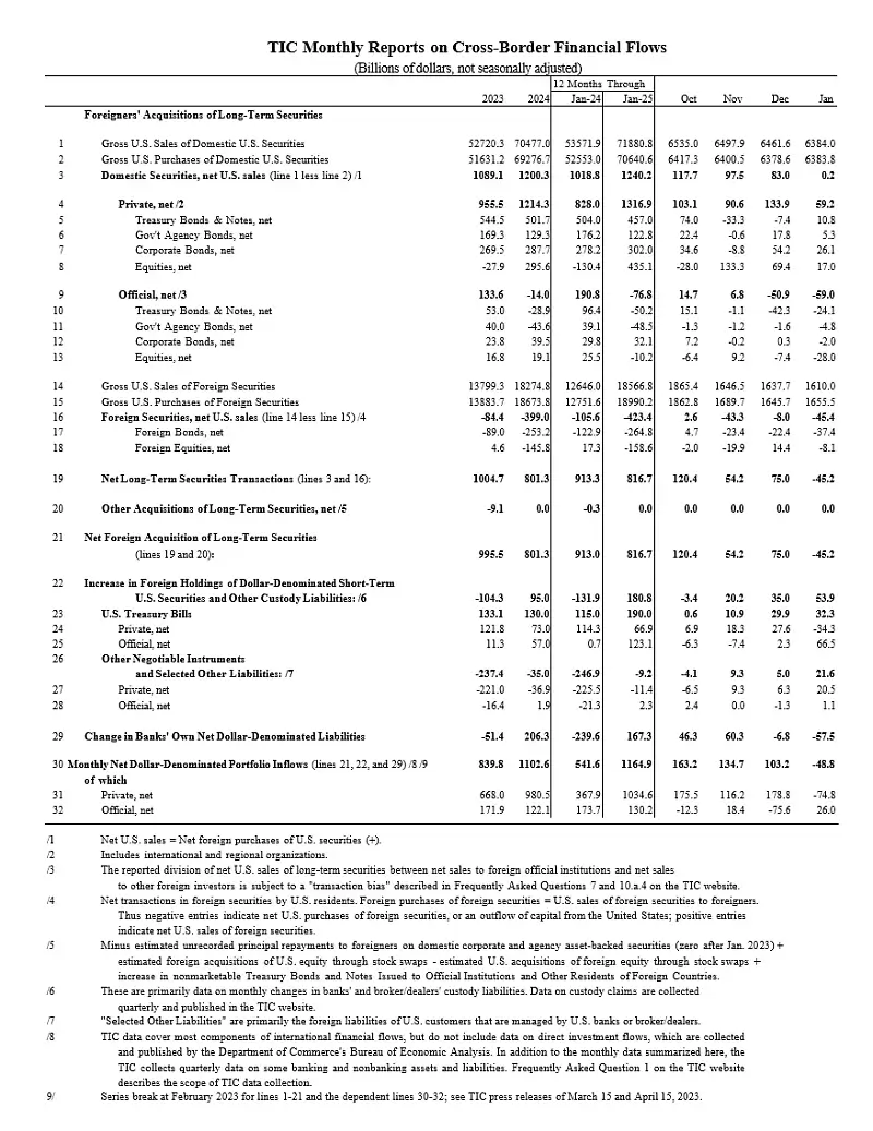 TIC Monthly Reports. Image by the Treasury.