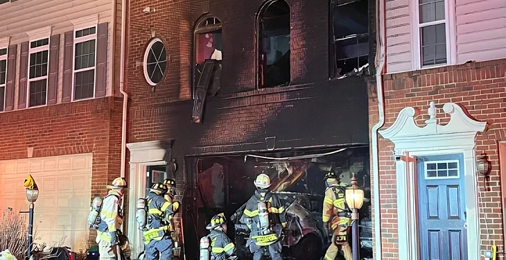 Three Occupants Displaced After Townhome Fire in Sterling. Photo by Loudon Combined Fire and Rescue System.