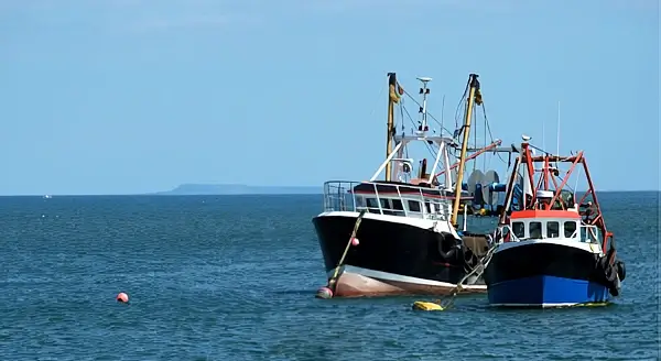 Two fishing boats moored. Photo by Marine Management Organisation.