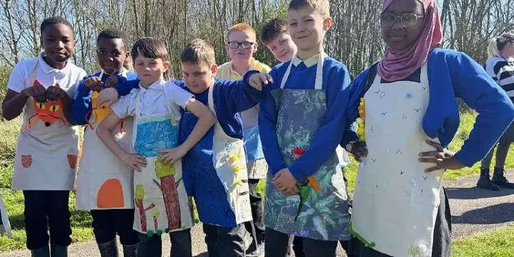 Children in Year Five and Six designed animal costumes based on their interpretation of Tilery Park. Photo by the UK Government.
