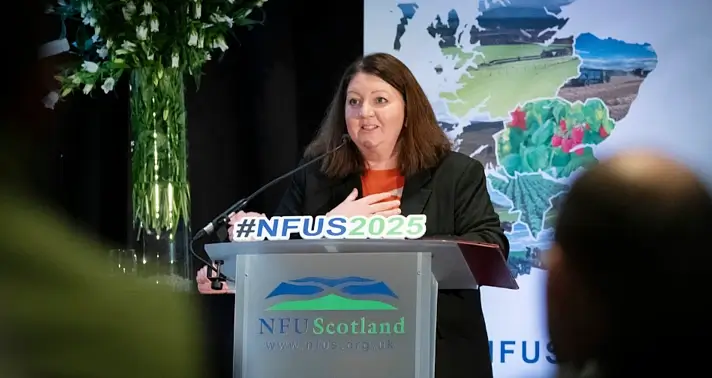 Minister McNeill's speaking at the NFUS 2025. Photo by the Scotland Office.