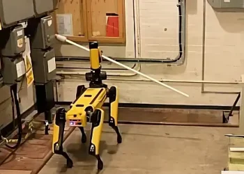 Robot dog safely removing contaminated parts. Photo by the Nuclear Decommissioning Authority.