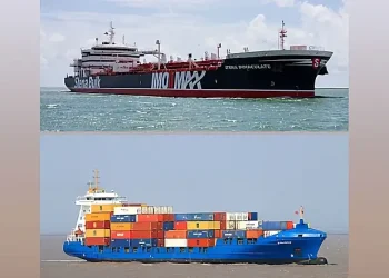 The Solong and Stena involved in the tragic accident. Photos by Jeff Bowden and Howard Parsons.
