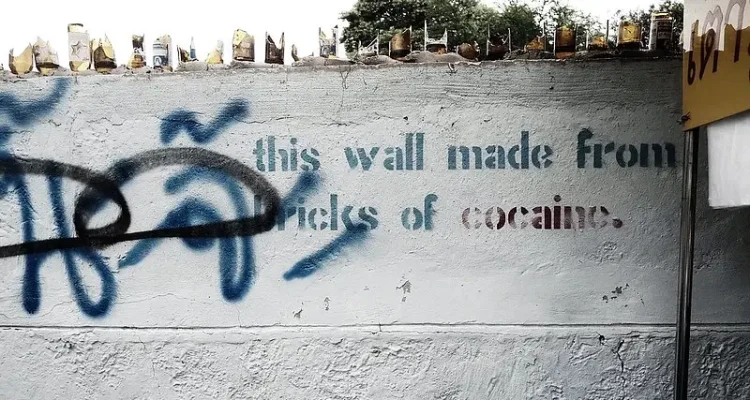 The Thai drugs wall. Photo by Mike Wheatley.
