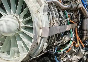 Jet engine under maintenance. Photo by the SFO.