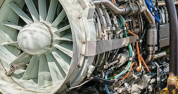 Jet engine under maintenance. Photo by the SFO.