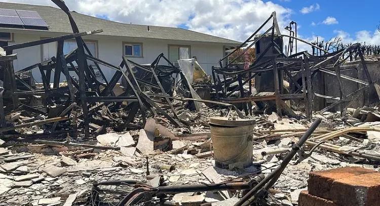 Maui community of Lahaina burned by wildfire. Photo by State Farm.
