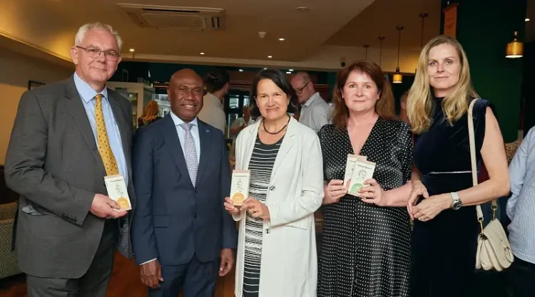 Officials at the launch included H.E Moses Kouni Mose, Cathrine West MP and UK Pacific Regional Trade Advisor Peter Harrington. Photo by the British High Commission Honiara.
