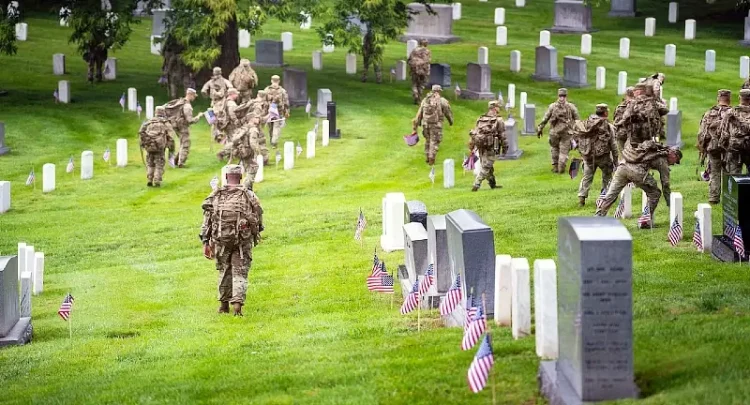 Old Guard Honors Fallen With 'Flags In' Tradition. Photo by US Department of Defense.