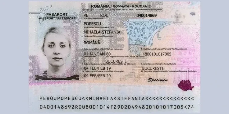Romanian Passport Biodata. Photo by Council of the European Union.