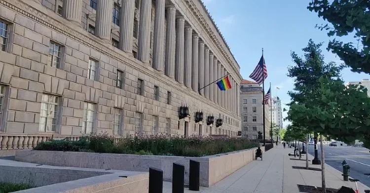 U.S. Department of Commerce flying the pride flag. Photo by Kurt Kaiser.