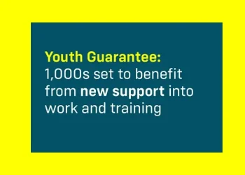 Youth Guarantee with access to new work support. Artwork by the Department for Work and Pensions.