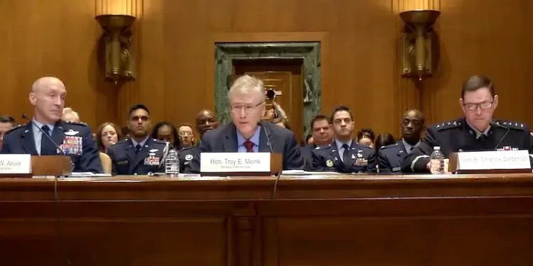 Air Force Secretary Troy E. Meink speaking during the Washington meeting. Photo by the US Department of Defense.