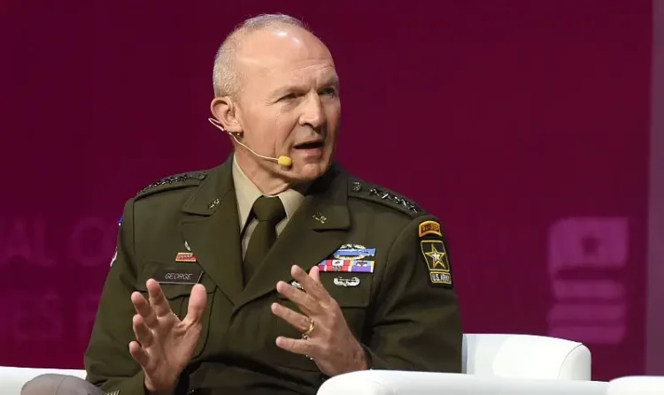 Army Gen. Randy A. George, Army chief of staff, discusses how artificial intelligence will affect the Army at the AI+ Expo in Washington, June 2, 2025. Photo by David Vergun.