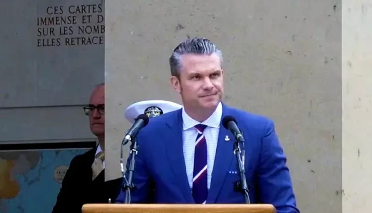 Defense Secretary Pete Hegseth commemorates the 81st anniversary of the D-Day landings by American and Allied troops during a ceremony in Normandy, France. Photo by the DoD.