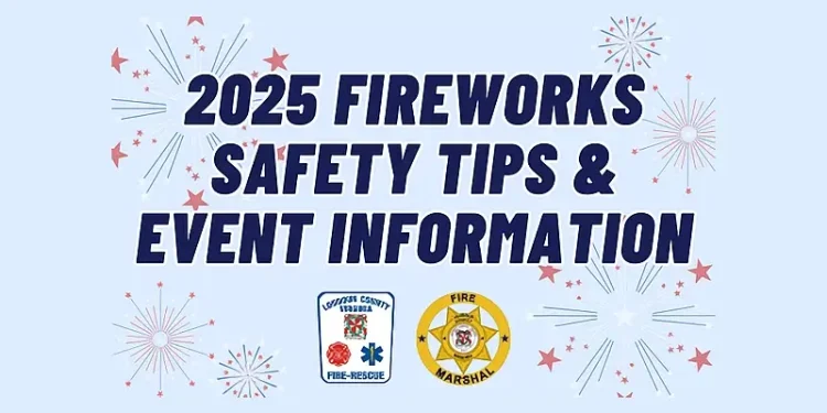Fireworks Safety Tips and Event Schedule Ahead of July 4th. Artwork by the LC-CFRS.