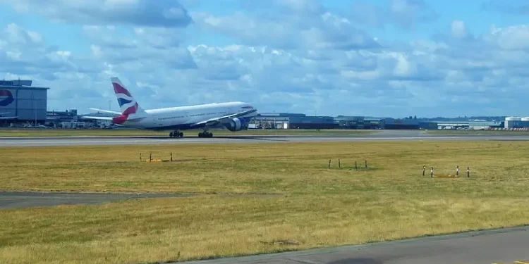 Heathrow Airport - British Airways plane taking off. Photo by N Chadwick.