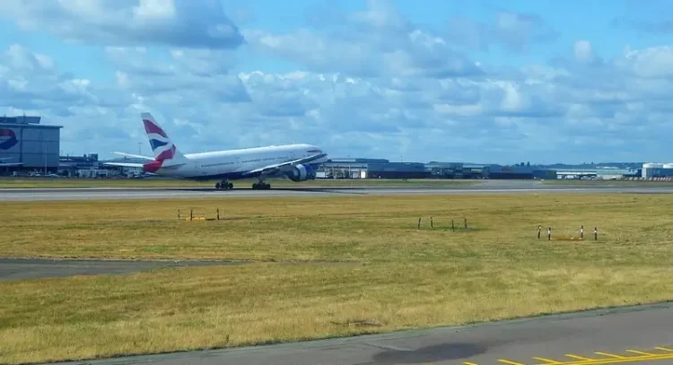 Heathrow Airport - British Airways plane taking off. Photo by N Chadwick.
