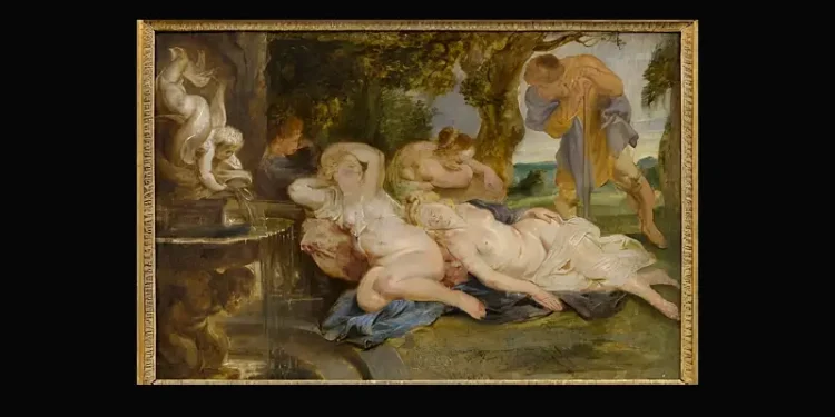 Rubens oil sketch, titled Cimon Falling in love with Efigenia. Photo by the DCMS.