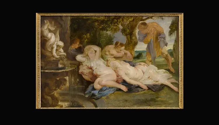 Rubens oil sketch, titled Cimon Falling in love with Efigenia. Photo by the DCMS.