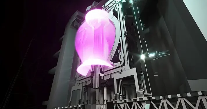 STEP Tokamak with burning plasma, side view. Photo by UK Industrial Fusion Solutions Ltd.
