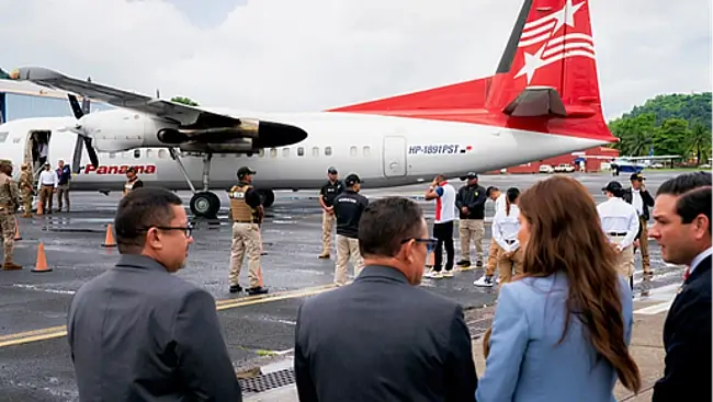 Secretary Noem observed a repatriation flight of illegal aliens from Panama and Colombia. Photo by the US Department of Homeland Security.