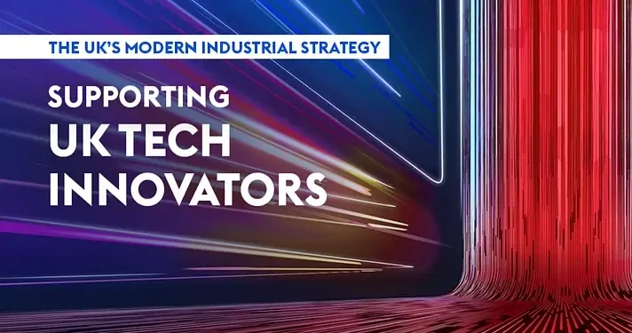 UK tech innovators industrial strategy. Artwork by Department for Science, Innovation and Technology.