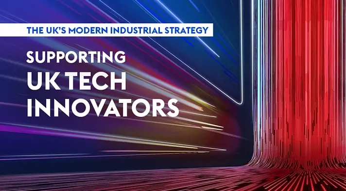 UK tech innovators industrial strategy. Artwork by Department for Science, Innovation and Technology.