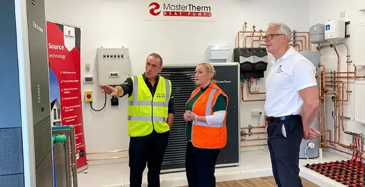 Wales’ first commercial mine water heat scheme, in Ammanford, has been officially opened today by Welsh Government Cabinet Secretary Rebecca Evans. Photo by the Mining Remediation Authority.