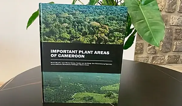 A copy of the book, 'Important Plant Areas of Cameroon'. Photo by the British High Commission Yaounde.