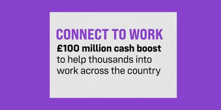 Connect to Work 100 million boost. Artwork by the Department for Work and Pensions.